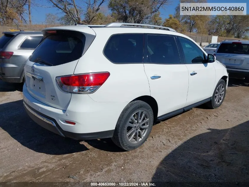 2016 Nissan Pathfinder Platinum/S/Sl/Sv VIN: 5N1AR2MM5GC640860 Lot: 40653080