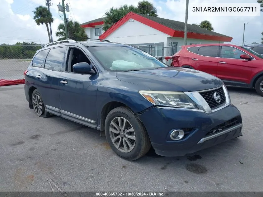 2016 Nissan Pathfinder Sl VIN: 5N1AR2MN1GC667711 Lot: 40665732