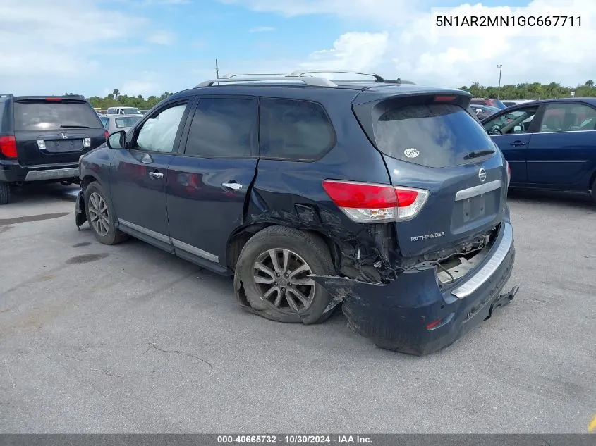 2016 Nissan Pathfinder Sl VIN: 5N1AR2MN1GC667711 Lot: 40665732