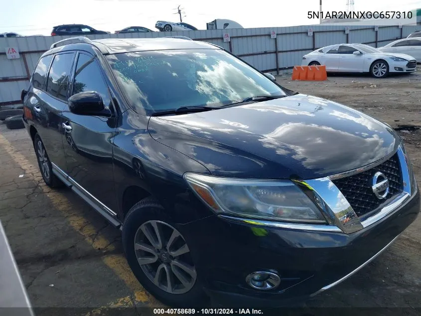 2016 Nissan Pathfinder Sl VIN: 5N1AR2MNXGC657310 Lot: 40758689