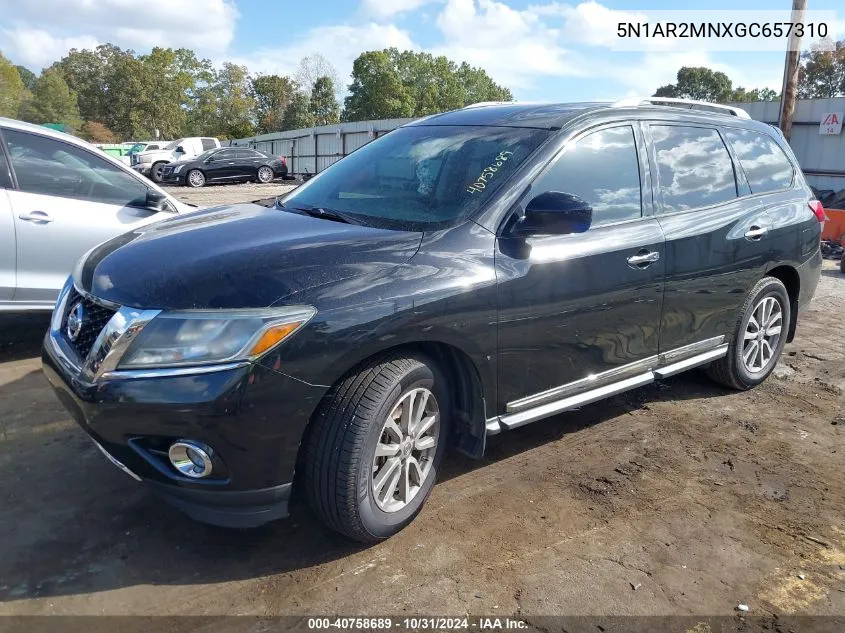 2016 Nissan Pathfinder Sl VIN: 5N1AR2MNXGC657310 Lot: 40758689