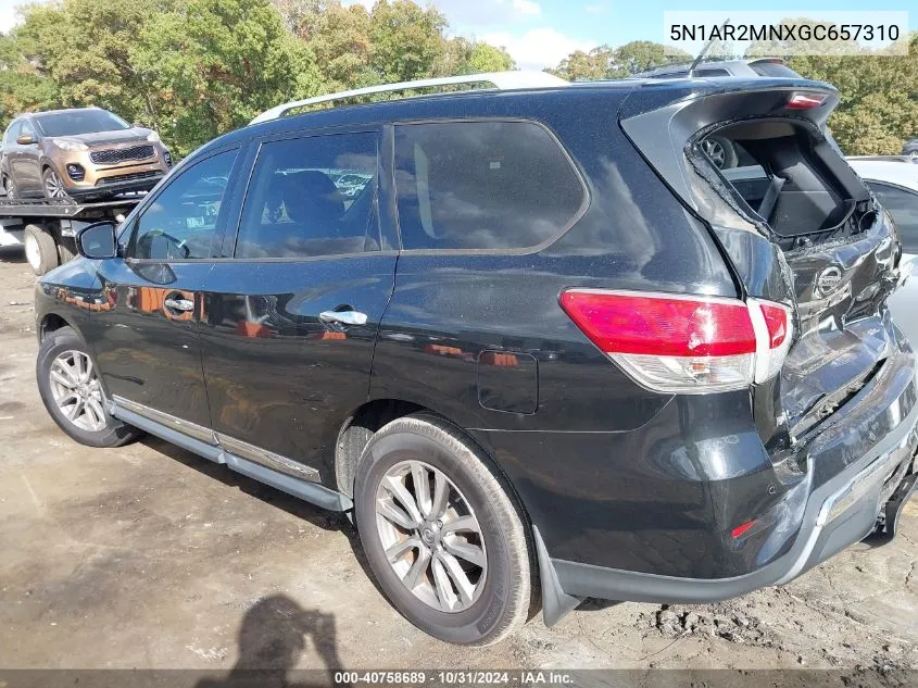 2016 Nissan Pathfinder Sl VIN: 5N1AR2MNXGC657310 Lot: 40758689