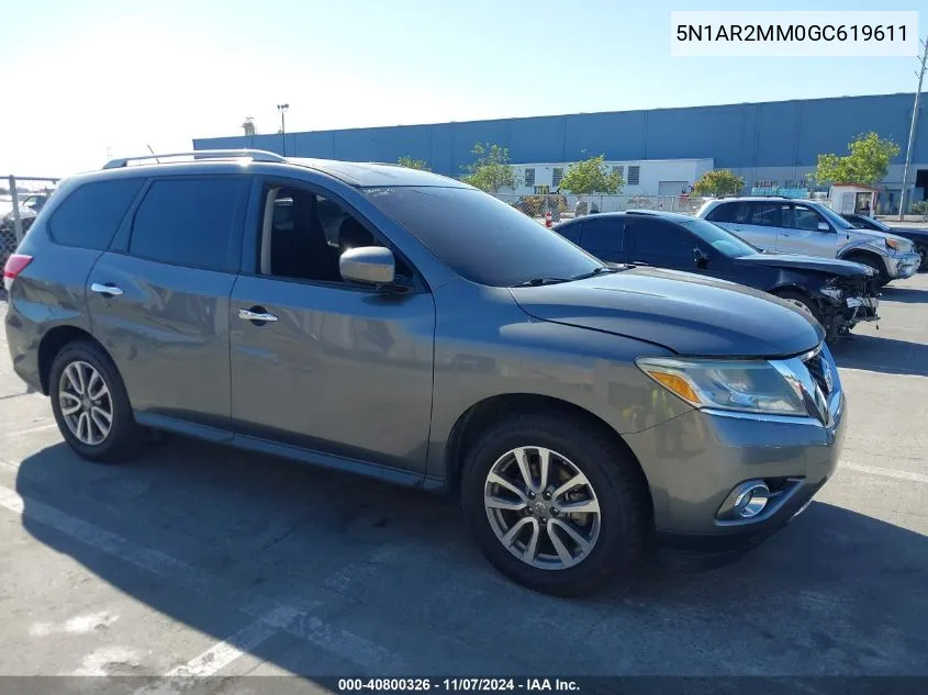 2016 Nissan Pathfinder Platinum/S/Sl/Sv VIN: 5N1AR2MM0GC619611 Lot: 40800326