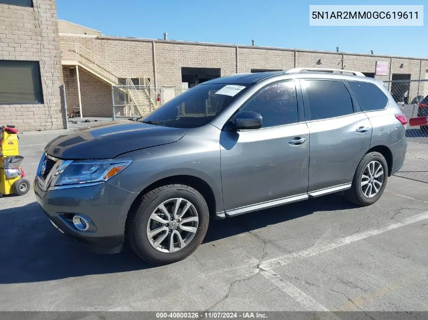 2016 Nissan Pathfinder Platinum/S/Sl/Sv VIN: 5N1AR2MM0GC619611 Lot: 40800326