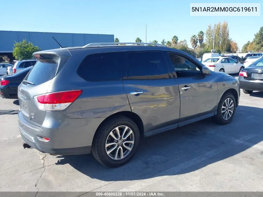 2016 Nissan Pathfinder Platinum/S/Sl/Sv VIN: 5N1AR2MM0GC619611 Lot: 40800326