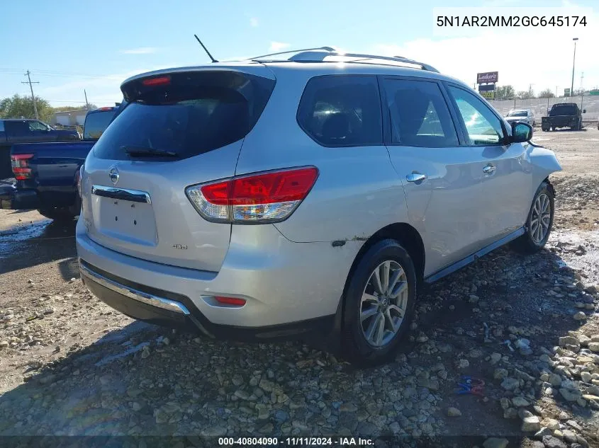 2016 Nissan Pathfinder S VIN: 5N1AR2MM2GC645174 Lot: 40804090