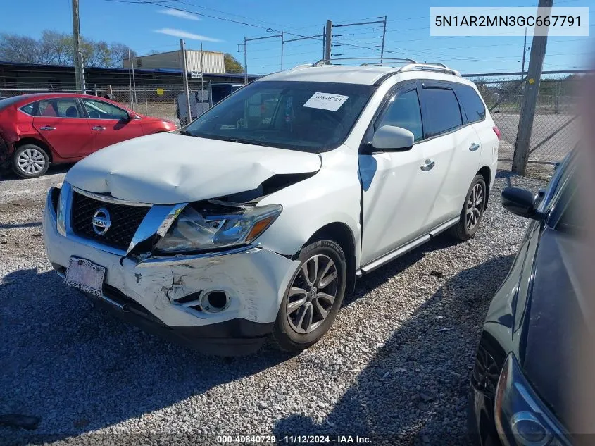 2016 Nissan Pathfinder S VIN: 5N1AR2MN3GC667791 Lot: 40840729