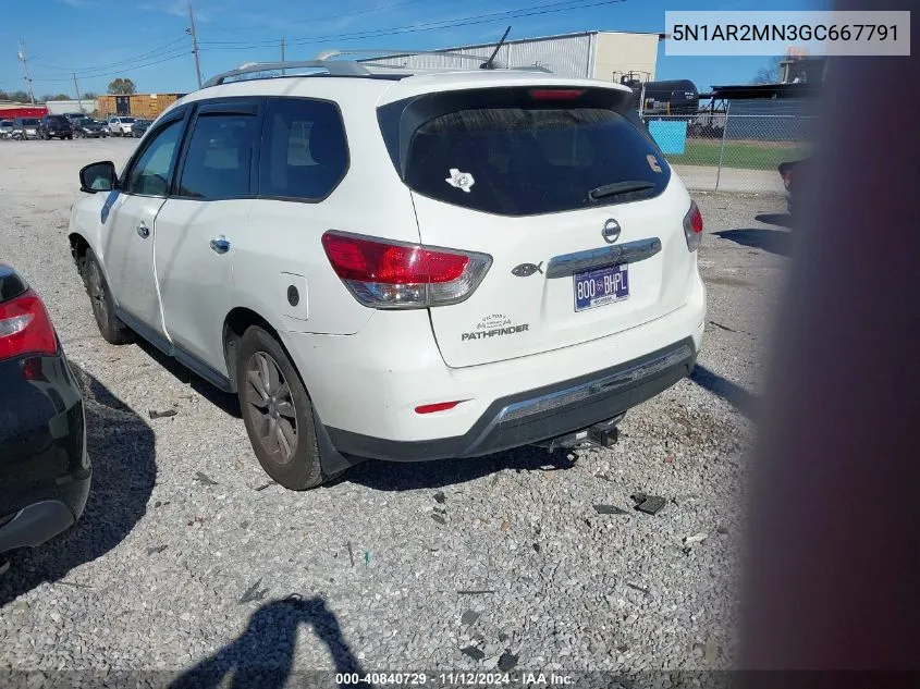 2016 Nissan Pathfinder S VIN: 5N1AR2MN3GC667791 Lot: 40840729