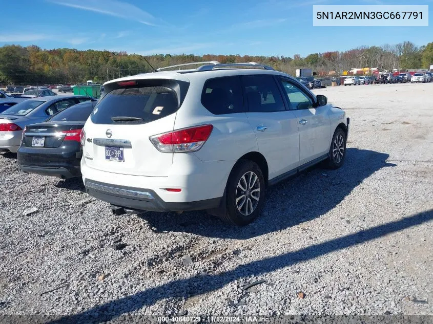 2016 Nissan Pathfinder S VIN: 5N1AR2MN3GC667791 Lot: 40840729