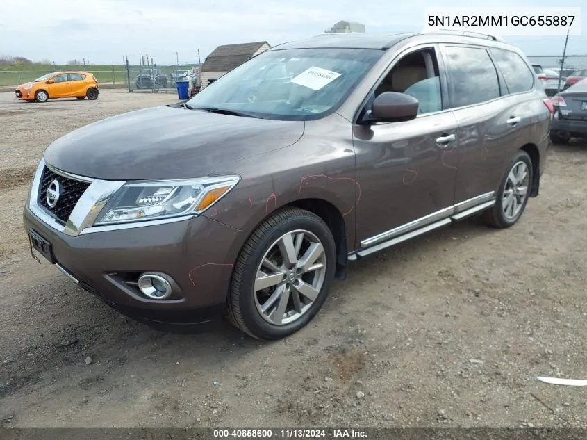 2016 Nissan Pathfinder Platinum VIN: 5N1AR2MM1GC655887 Lot: 40858600