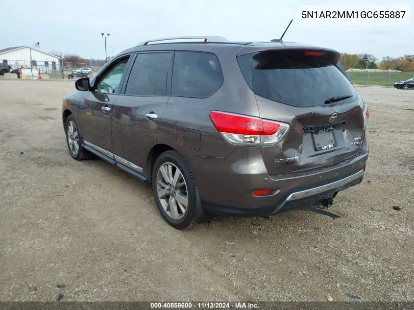 2016 Nissan Pathfinder Platinum VIN: 5N1AR2MM1GC655887 Lot: 40858600