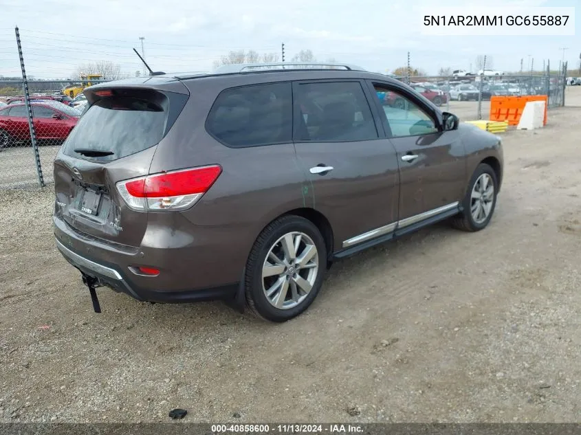 2016 Nissan Pathfinder Platinum VIN: 5N1AR2MM1GC655887 Lot: 40858600