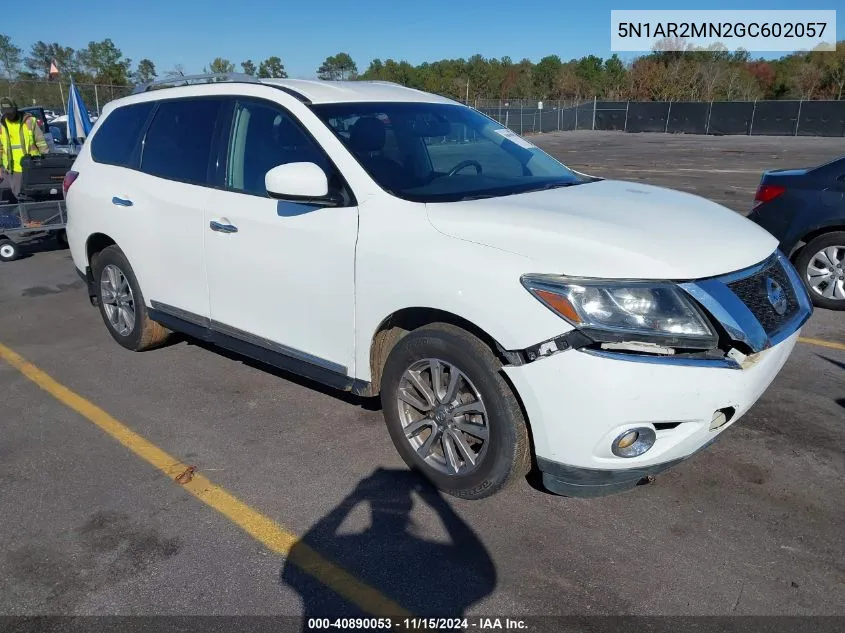 2016 Nissan Pathfinder Sl VIN: 5N1AR2MN2GC602057 Lot: 40890053