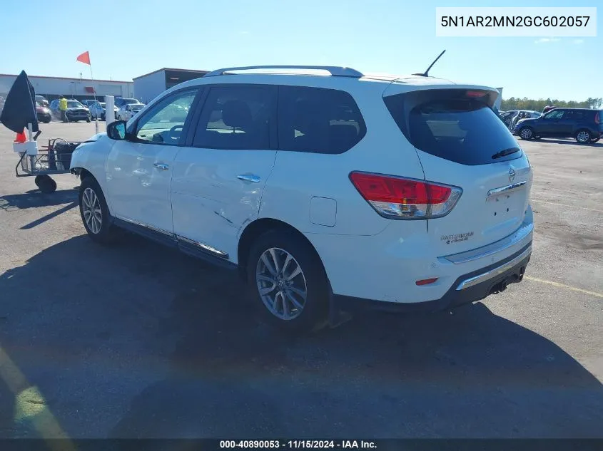 2016 Nissan Pathfinder Sl VIN: 5N1AR2MN2GC602057 Lot: 40890053