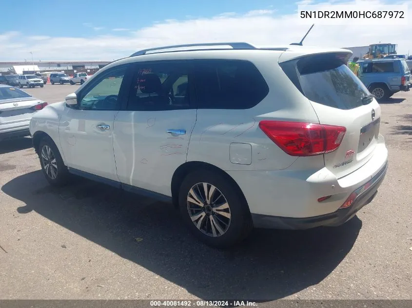 2017 Nissan Pathfinder Sl VIN: 5N1DR2MM0HC687972 Lot: 40081492