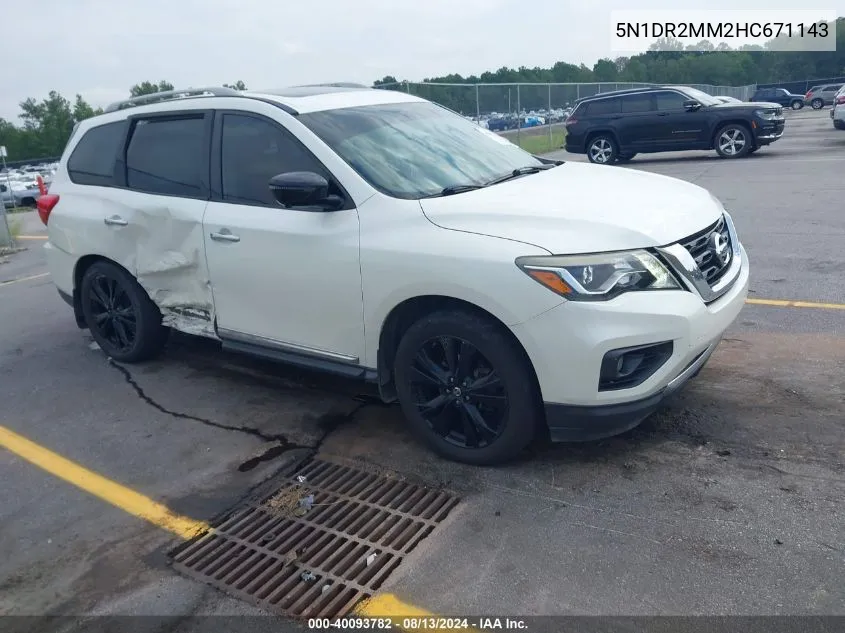 2017 Nissan Pathfinder S/Sv/Sl/Platinum VIN: 5N1DR2MM2HC671143 Lot: 40093782