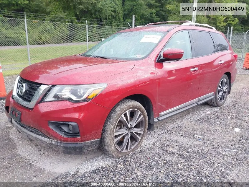 2017 Nissan Pathfinder S/Sv/Sl/Platinum VIN: 5N1DR2MN0HC600449 Lot: 40095666