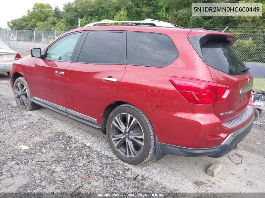 2017 Nissan Pathfinder S/Sv/Sl/Platinum VIN: 5N1DR2MN0HC600449 Lot: 40095666