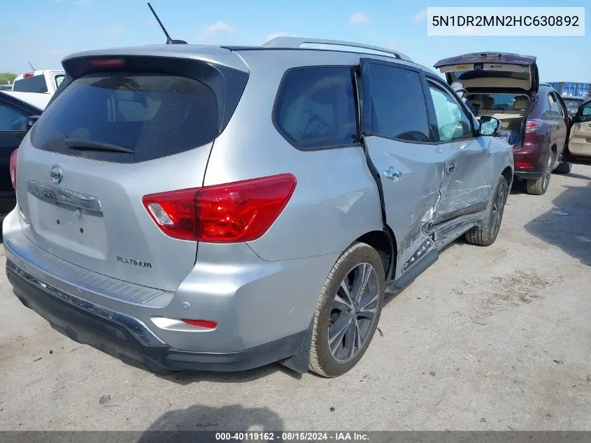 2017 Nissan Pathfinder Platinum VIN: 5N1DR2MN2HC630892 Lot: 40119162