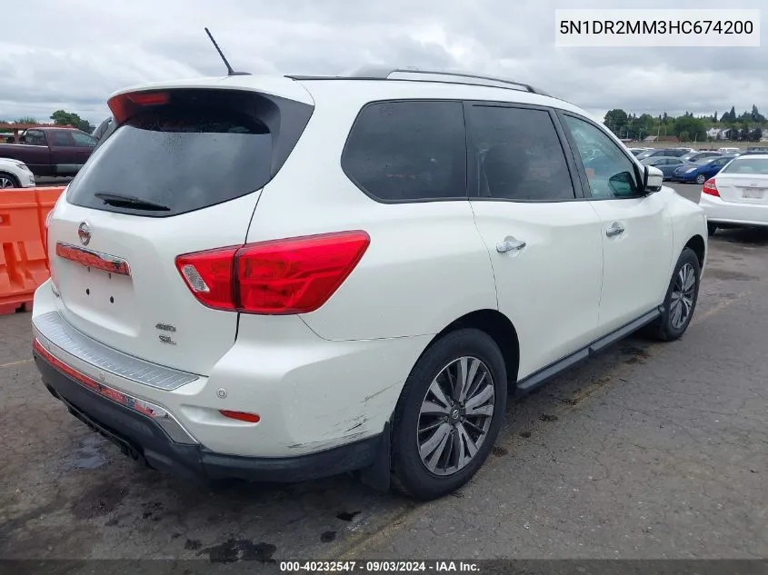 2017 Nissan Pathfinder Sl VIN: 5N1DR2MM3HC674200 Lot: 40232547