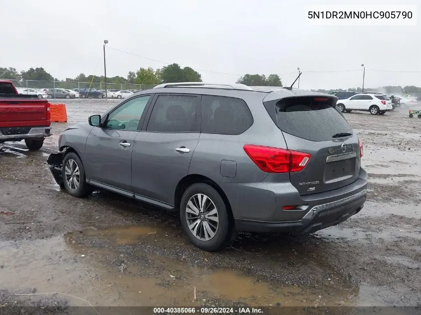 2017 Nissan Pathfinder S/Sv/Sl/Platinum VIN: 5N1DR2MN0HC905790 Lot: 40385066