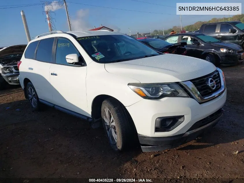 2017 Nissan Pathfinder S/Sv/Sl/Platinum VIN: 5N1DR2MN6HC643385 Lot: 40435228