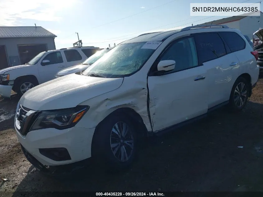 2017 Nissan Pathfinder S/Sv/Sl/Platinum VIN: 5N1DR2MN6HC643385 Lot: 40435228