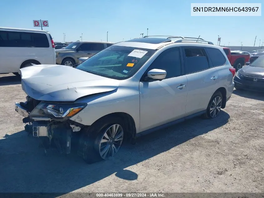 2017 Nissan Pathfinder Sl VIN: 5N1DR2MN6HC643967 Lot: 40463899