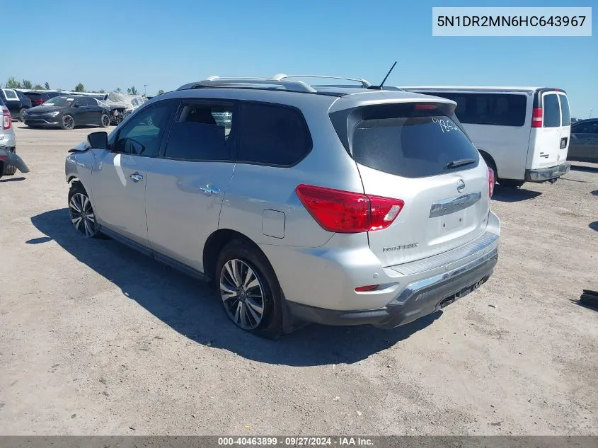 2017 Nissan Pathfinder Sl VIN: 5N1DR2MN6HC643967 Lot: 40463899