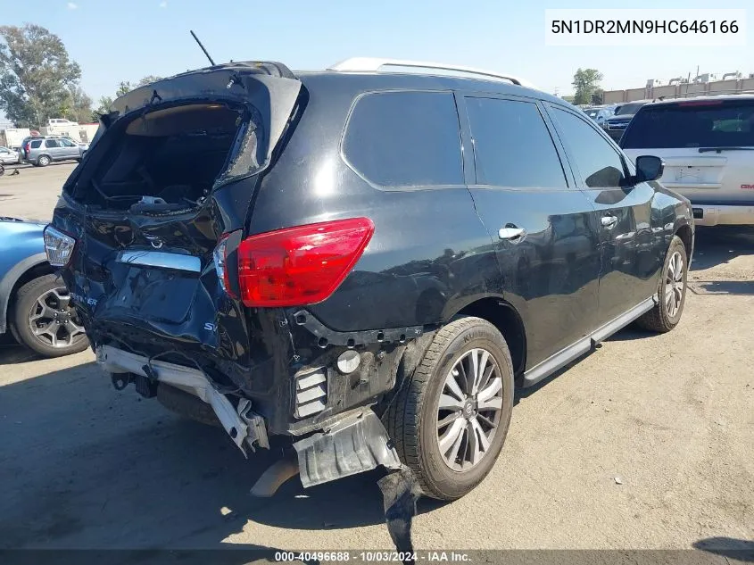 2017 Nissan Pathfinder Sv VIN: 5N1DR2MN9HC646166 Lot: 40496688