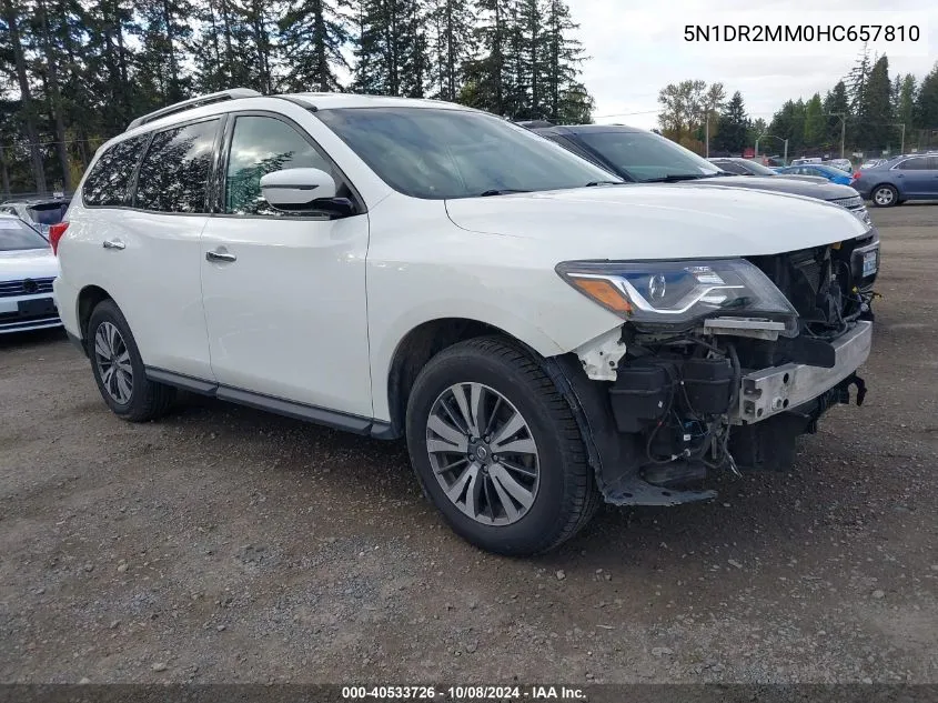 2017 Nissan Pathfinder Sv VIN: 5N1DR2MM0HC657810 Lot: 40533726