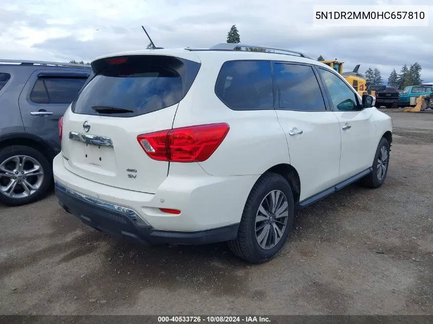 2017 Nissan Pathfinder Sv VIN: 5N1DR2MM0HC657810 Lot: 40533726