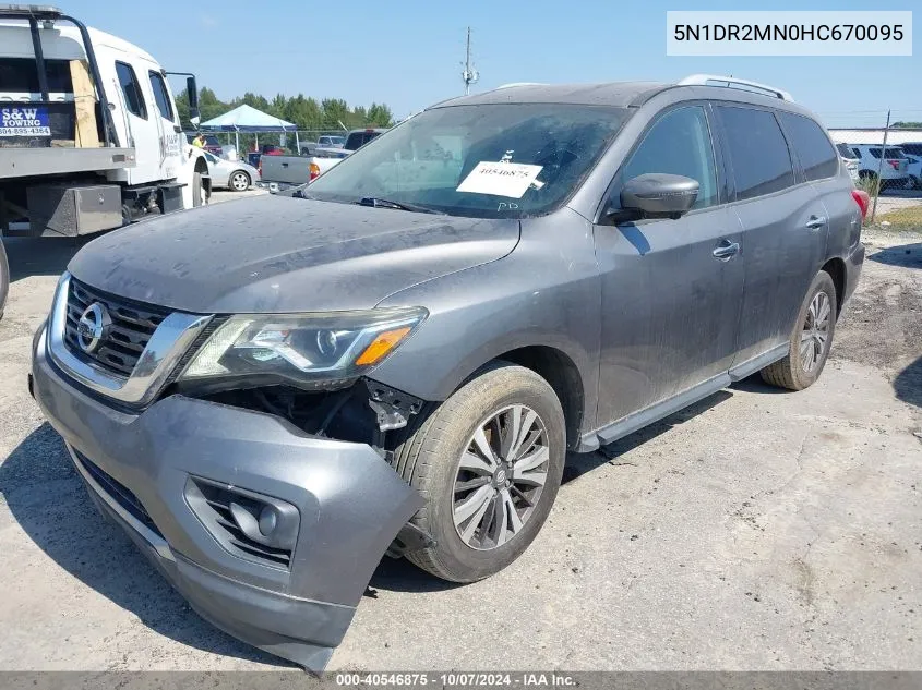 2017 Nissan Pathfinder Sl VIN: 5N1DR2MN0HC670095 Lot: 40546875