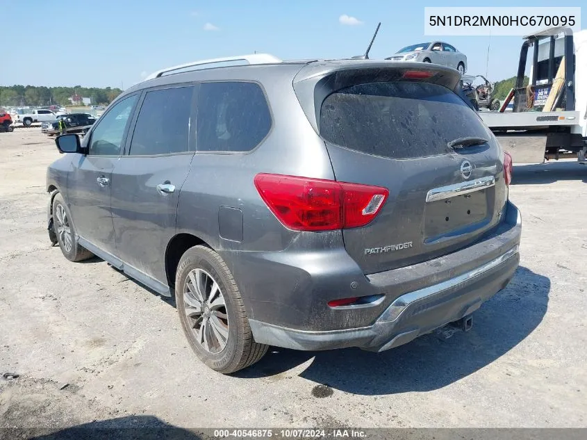 2017 Nissan Pathfinder Sl VIN: 5N1DR2MN0HC670095 Lot: 40546875