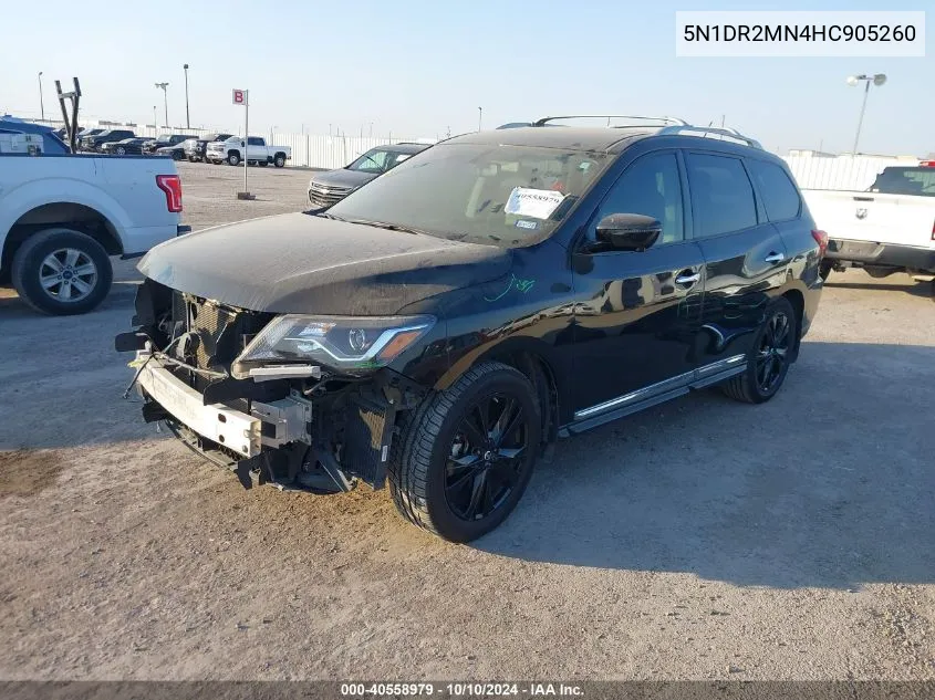 2017 Nissan Pathfinder Platinum VIN: 5N1DR2MN4HC905260 Lot: 40558979