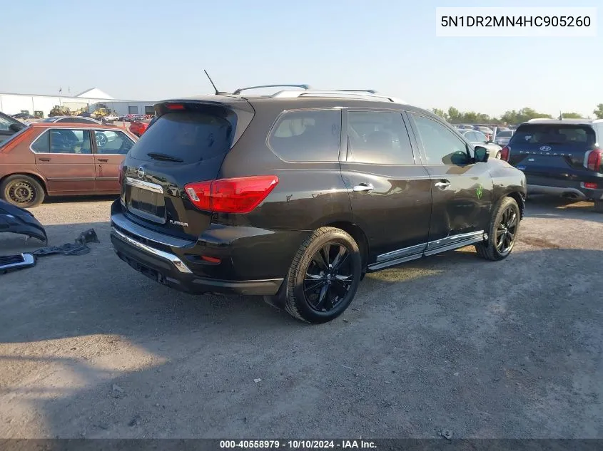 2017 Nissan Pathfinder Platinum VIN: 5N1DR2MN4HC905260 Lot: 40558979