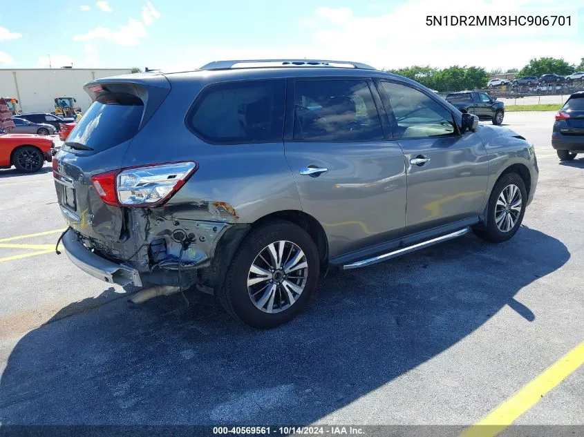 2017 Nissan Pathfinder Sl VIN: 5N1DR2MM3HC906701 Lot: 40569561