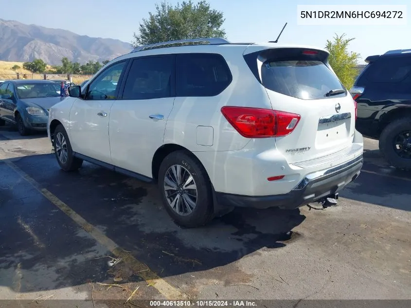 2017 Nissan Pathfinder Sv VIN: 5N1DR2MN6HC694272 Lot: 40613510