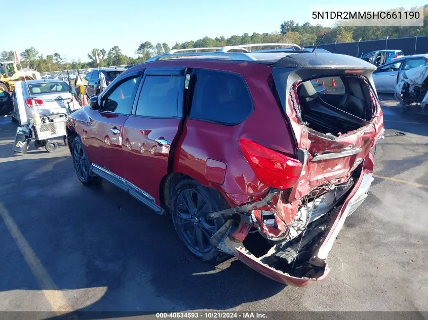 2017 Nissan Pathfinder Platinum VIN: 5N1DR2MM5HC661190 Lot: 40634593