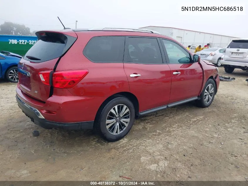 2017 Nissan Pathfinder Sv VIN: 5N1DR2MN5HC686518 Lot: 40738372