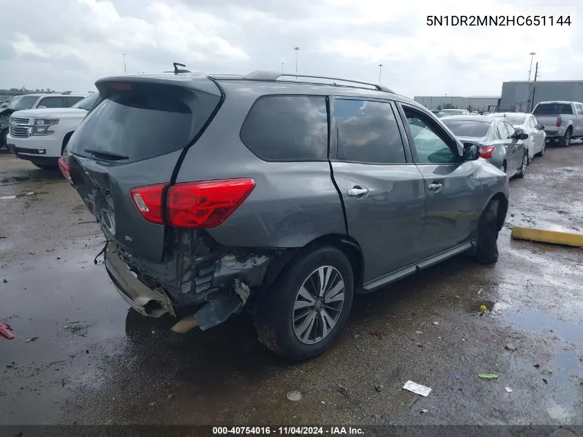 2017 Nissan Pathfinder Sv VIN: 5N1DR2MN2HC651144 Lot: 40754016