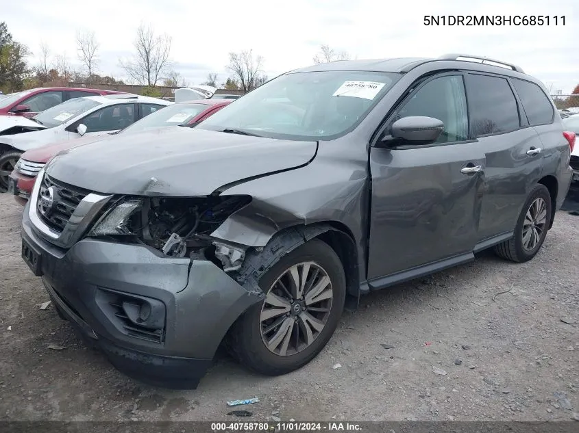 2017 Nissan Pathfinder S VIN: 5N1DR2MN3HC685111 Lot: 40758780