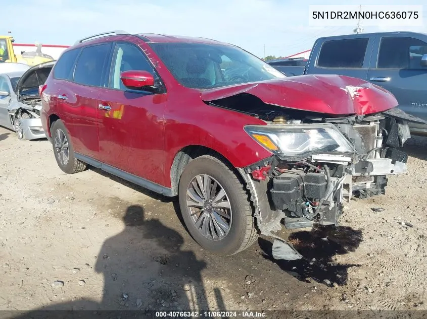 2017 Nissan Pathfinder Sv VIN: 5N1DR2MN0HC636075 Lot: 40766342