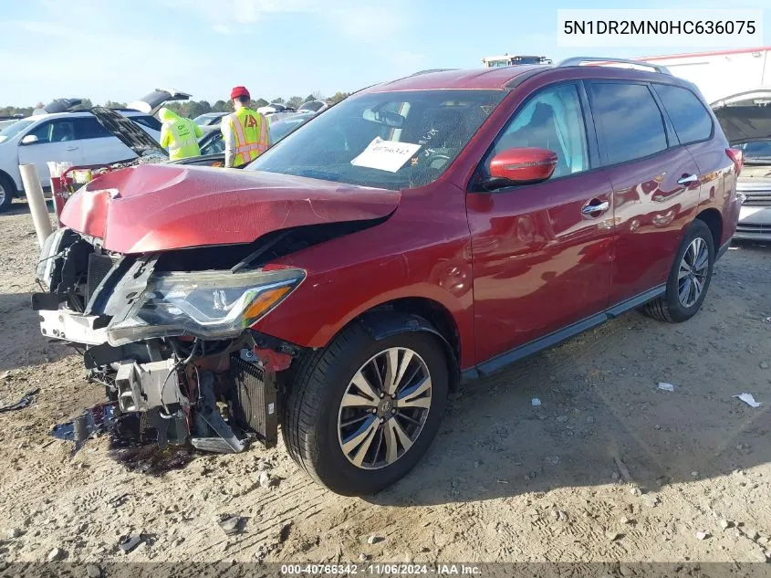 2017 Nissan Pathfinder Sv VIN: 5N1DR2MN0HC636075 Lot: 40766342