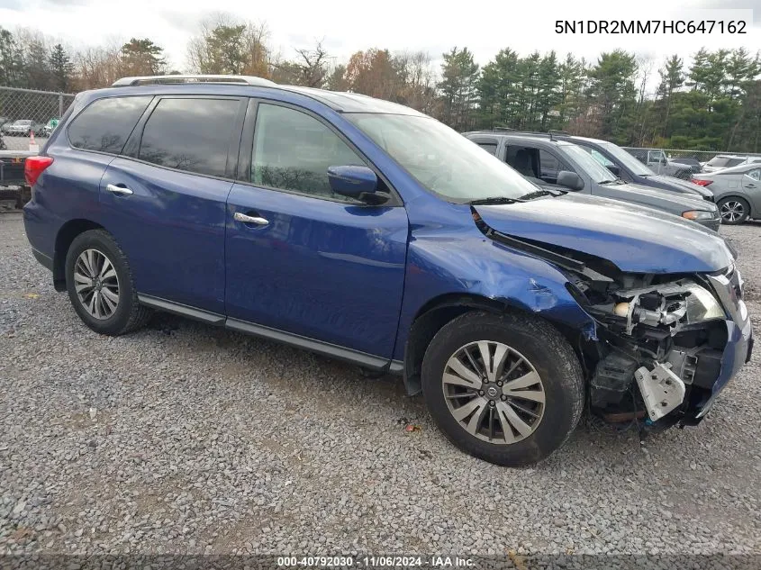 2017 Nissan Pathfinder Sv VIN: 5N1DR2MM7HC647162 Lot: 40792030