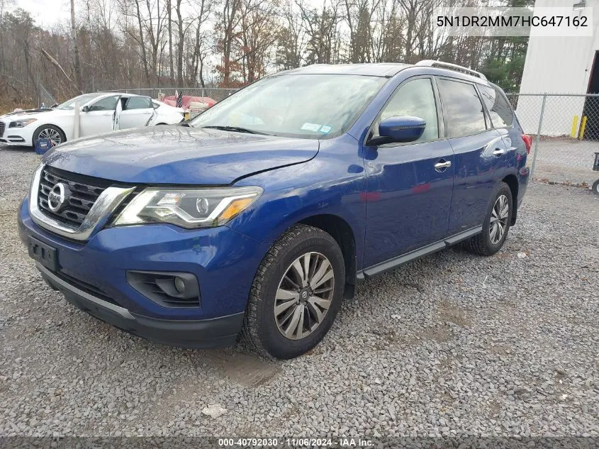 2017 Nissan Pathfinder Sv VIN: 5N1DR2MM7HC647162 Lot: 40792030