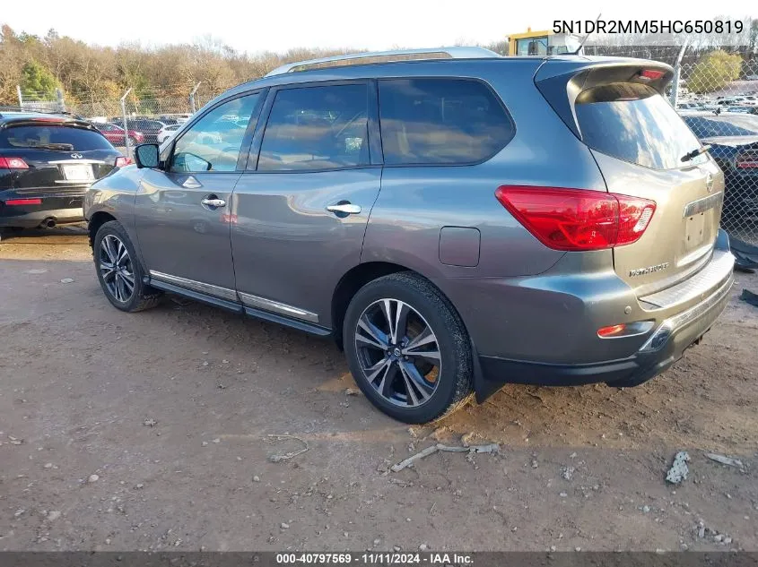 2017 Nissan Pathfinder Platinum VIN: 5N1DR2MM5HC650819 Lot: 40797569