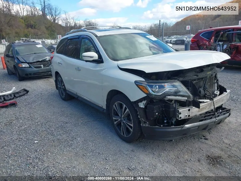 2017 Nissan Pathfinder Platinum VIN: 5N1DR2MM5HC643952 Lot: 40800268