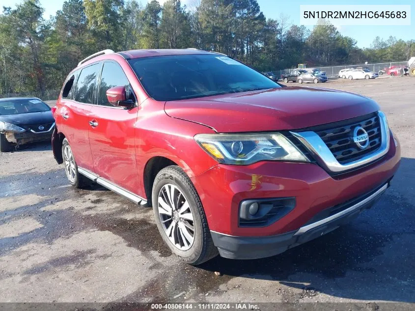 2017 Nissan Pathfinder Sv VIN: 5N1DR2MN2HC645683 Lot: 40806144