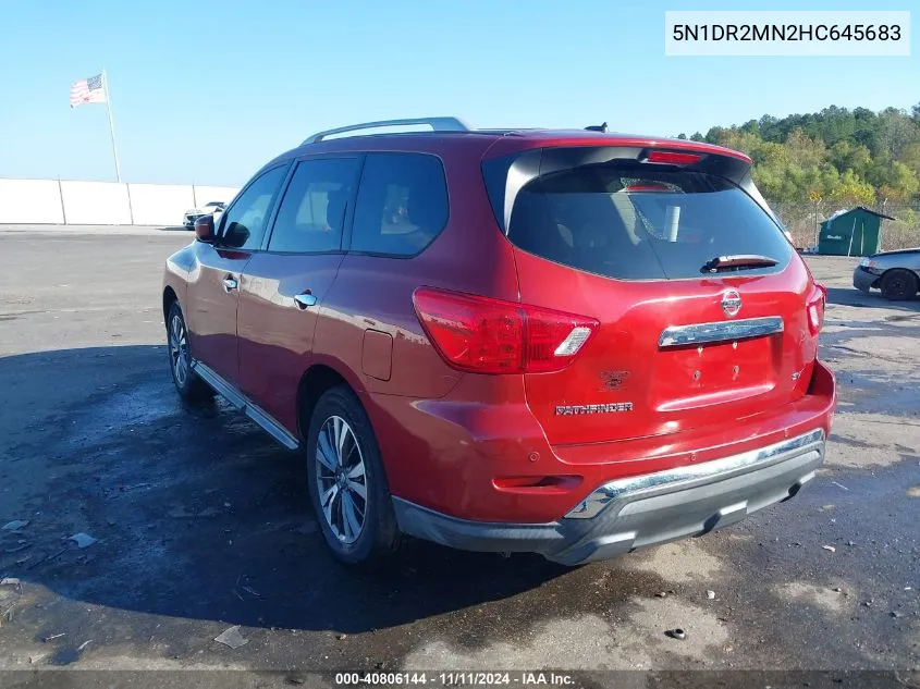 2017 Nissan Pathfinder Sv VIN: 5N1DR2MN2HC645683 Lot: 40806144